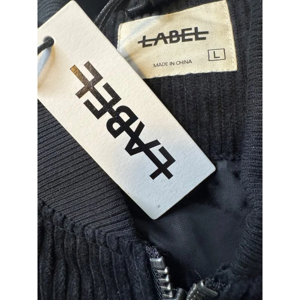 Label Go To Coudroy Size Large Black Jacket NWT Full Zip Bomber